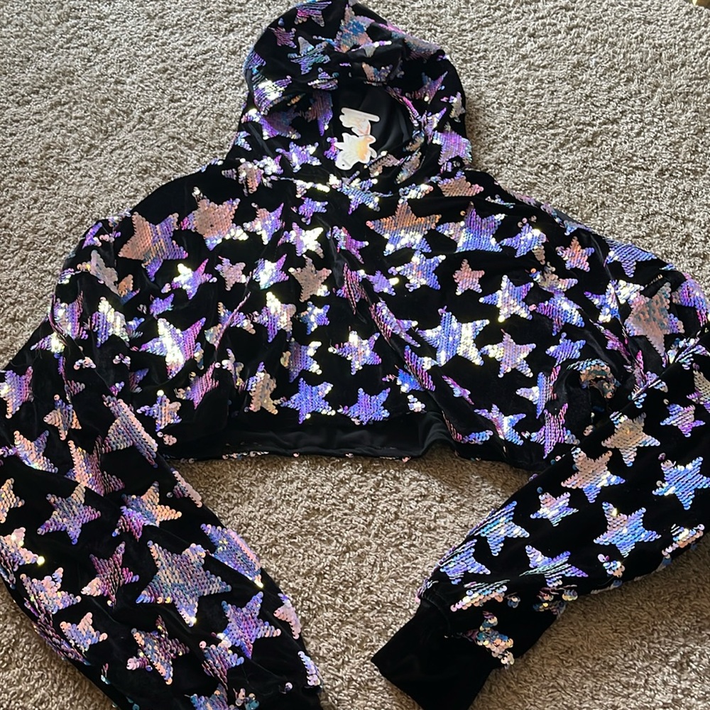 Dollskill silky sequin hoodie M
